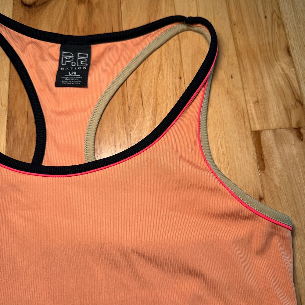 P.E Nation Peach Bloom Close Out Ribbed Racerback Tank Top - Picture 5 of 9